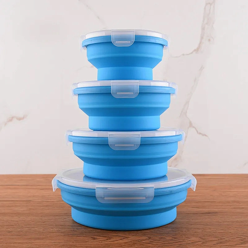 New Product Ideas 2023 Collapsible Silicone Bento Lunch Box Reusable Storage Container Silicone Lunch Box With Lid