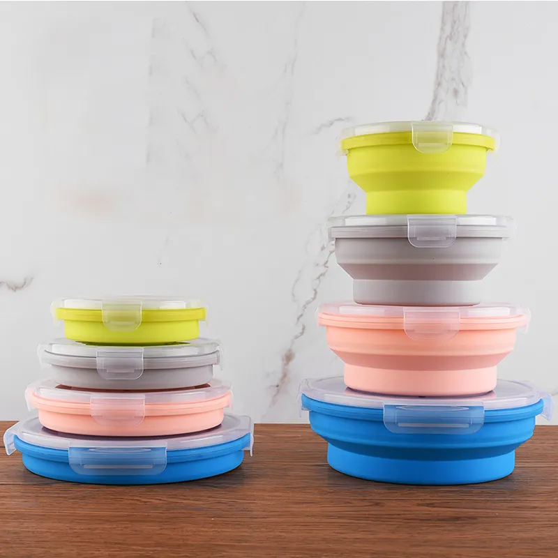 New Product Ideas 2023 Collapsible Silicone Bento Lunch Box Reusable Storage Container Silicone Lunch Box With Lid